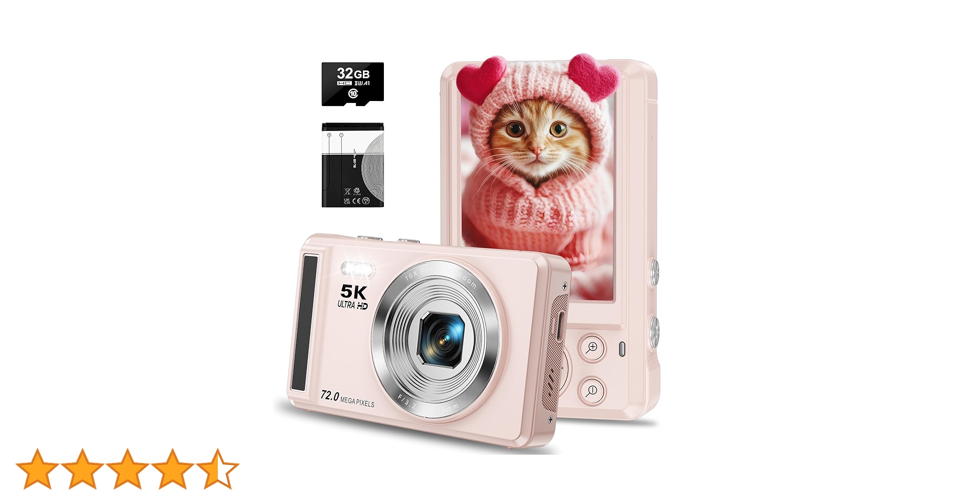 SK 5K Ultra HD デジタルカメラ ピンク Amazon | 5Kデジタルカメラ - 写真撮影用72MP UHDデジタルカメラ